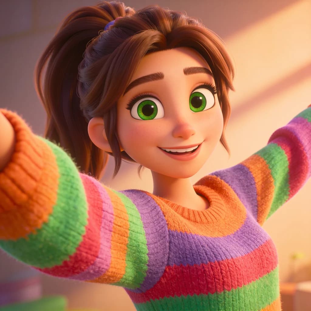 Cartoon to realistic AI example — drawn character vs real-life photo — before